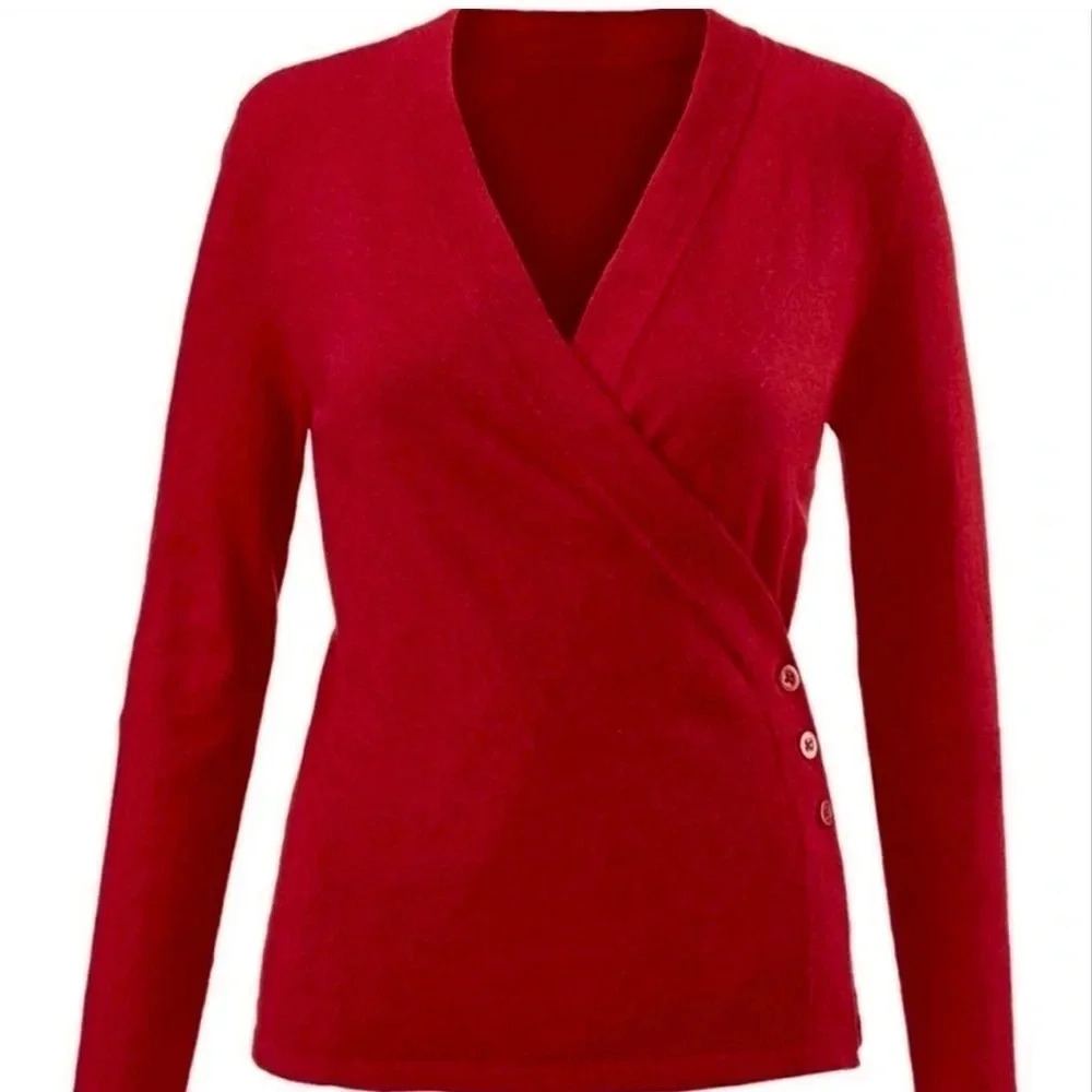 CAbi Red Wrap Sweater